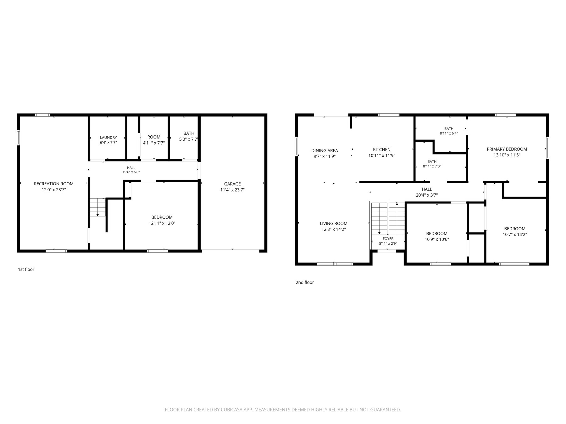 Two-Story Floor Plan with Dimensions and Recreation Room - HelixMind Real Estate Media