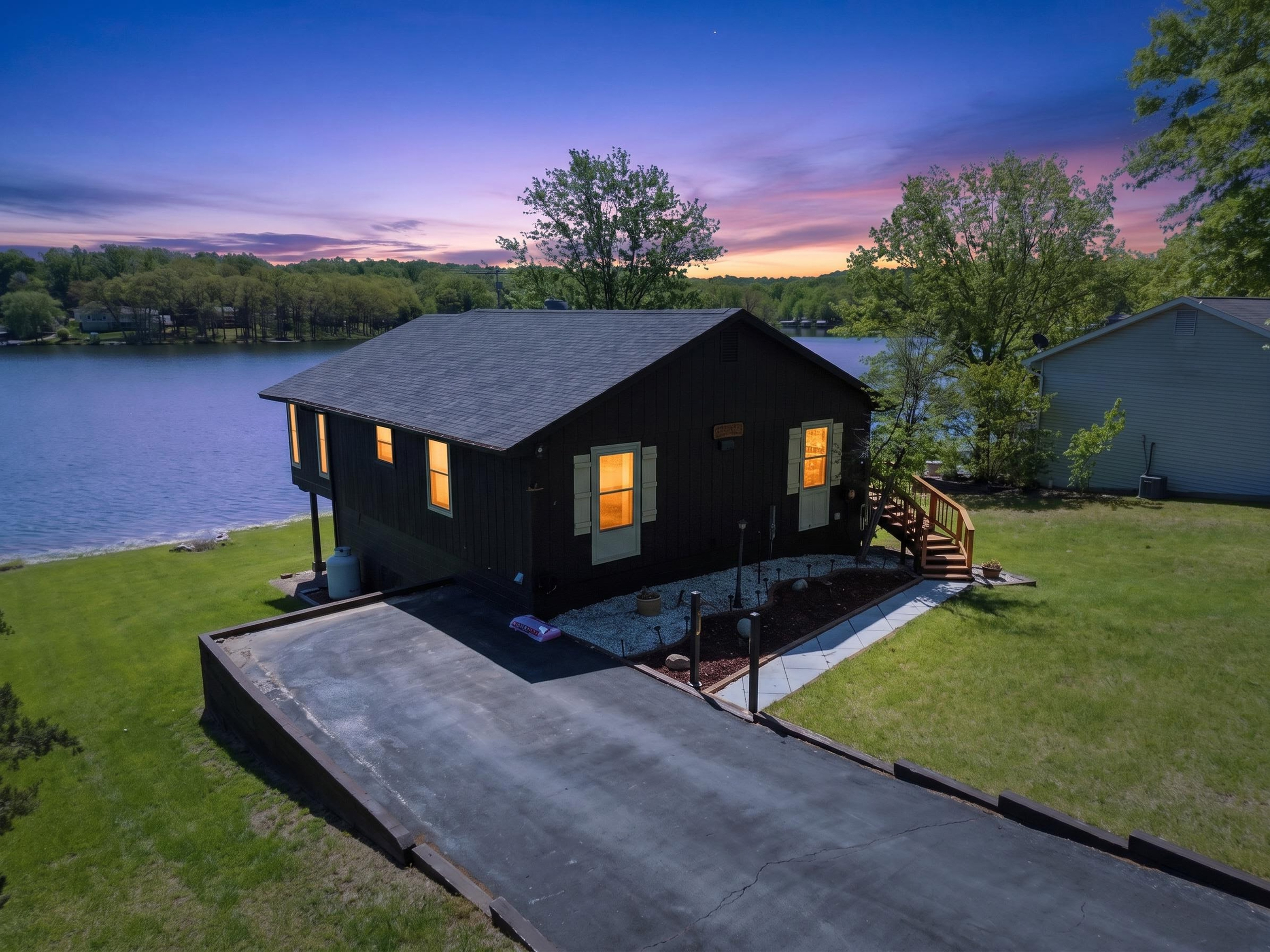Lakefront Home at Twilight - HelixMind Real Estate Media